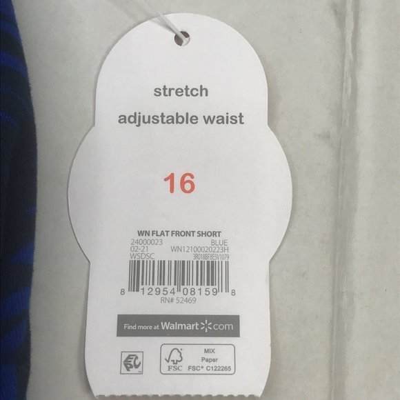 Wonder Nation Boy's Size 16 Adjustable Waist Flat Front Short Blue Palm Leaf New - Picture 4 of 13